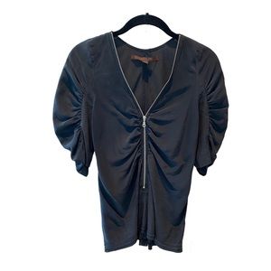 A Common Thread Black Zipper Blouse